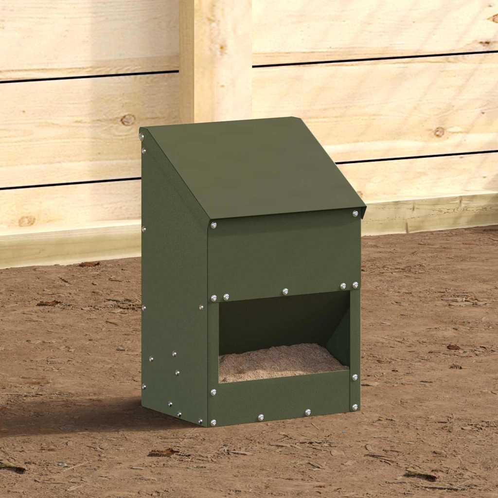 Vidaxl kip voerbak olijf groen 21 x 16 x 33 cm koudgewalst staal