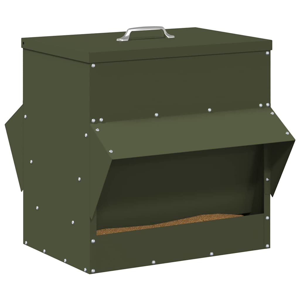 Vidaxx comedero para pollos verde oliva 40,5 x 45 x 41 cm acero laminado en frío