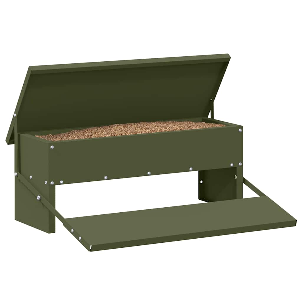 Vidaxl comida a pedal para pollo verde oliva 48,5 x 39,5 x 19 cm
