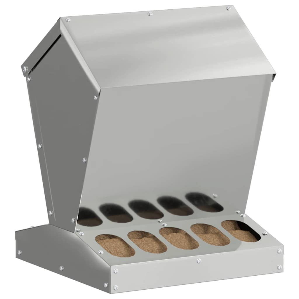 Vidaxx comedero para pollos plateado 30 x 30 x 39 cm acero galvanizado