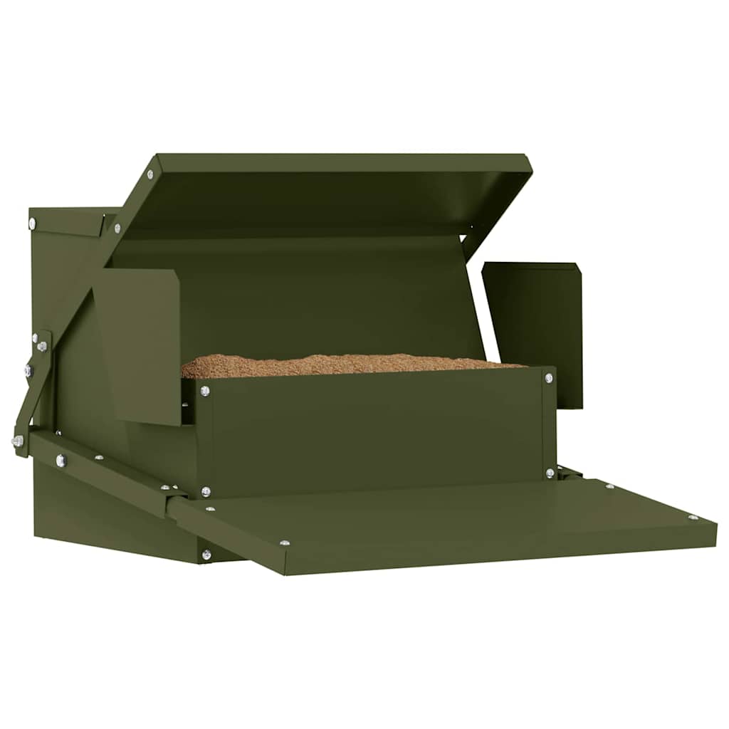 VidaXL mangime per polli a pedale verde oliva 50 x 40 x 29 cm