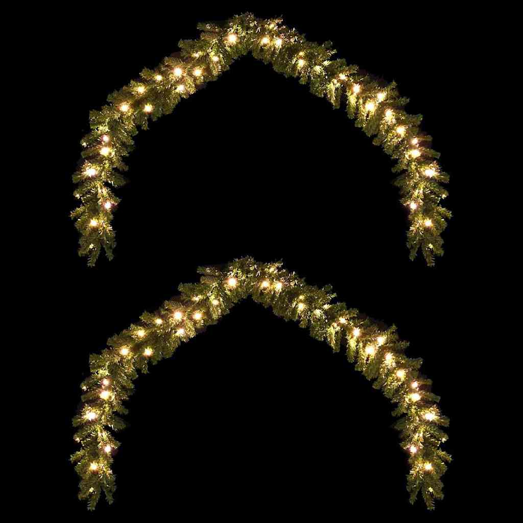 VidaXL Corona navideña con 600 LED 2 uds PVC verde