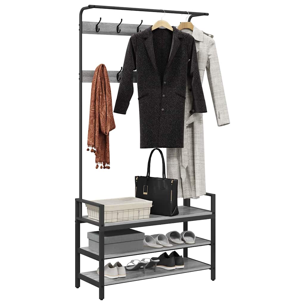 Vidaxl perchero con estante gris sonoma 95 x 34 x 184 cm acabado madera