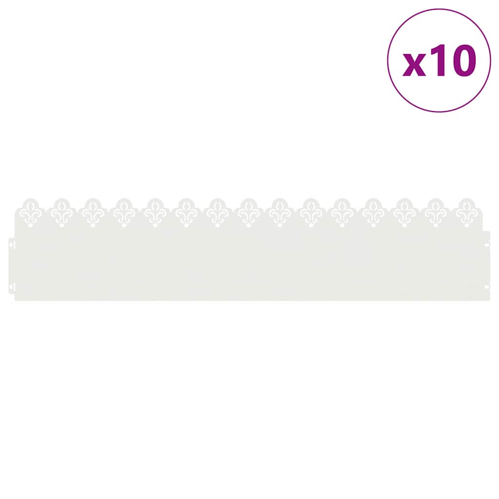 Bordi per prato Vidaxl 10 pz bianco 103 x 0,05 x 22 cm acciaio