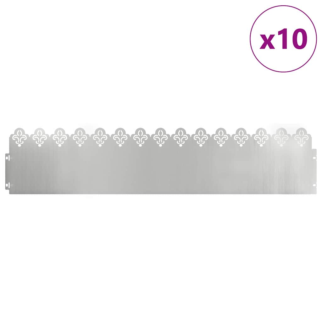 Bordi per prato Vidaxl 10 pz argento 103 x 0,05 x 22 cm