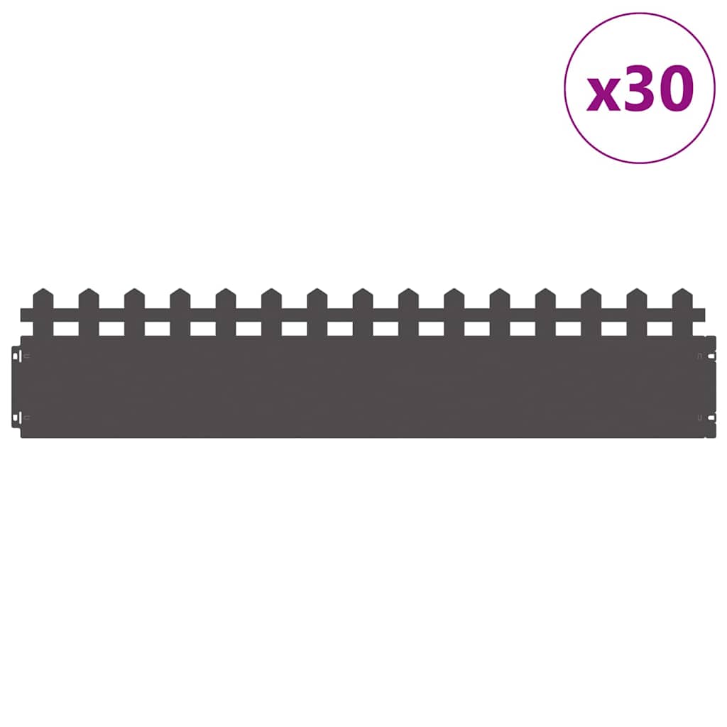 Vidaxl bordes de césped 30 piezas negro 103 x 0,05 x 22 cm acero