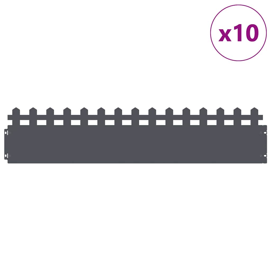 Bordi per prato Vidaxl 10 pz antracite 103 x 0,05 x 22 cm acciaio