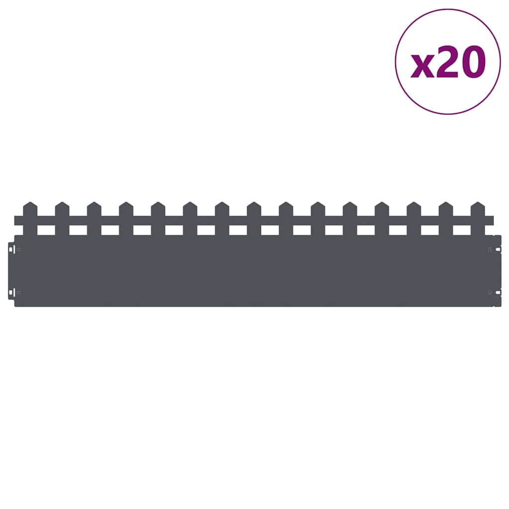 Bordi per prato Vidaxl 20 pz antracite 103 x 0,05 x 22 cm acciaio