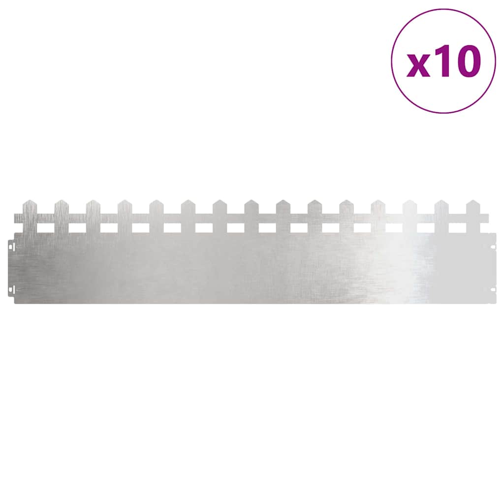 Vidaxl bordes de césped 10 piezas plata 103 x 0,05 x 22 cm acero inoxidable