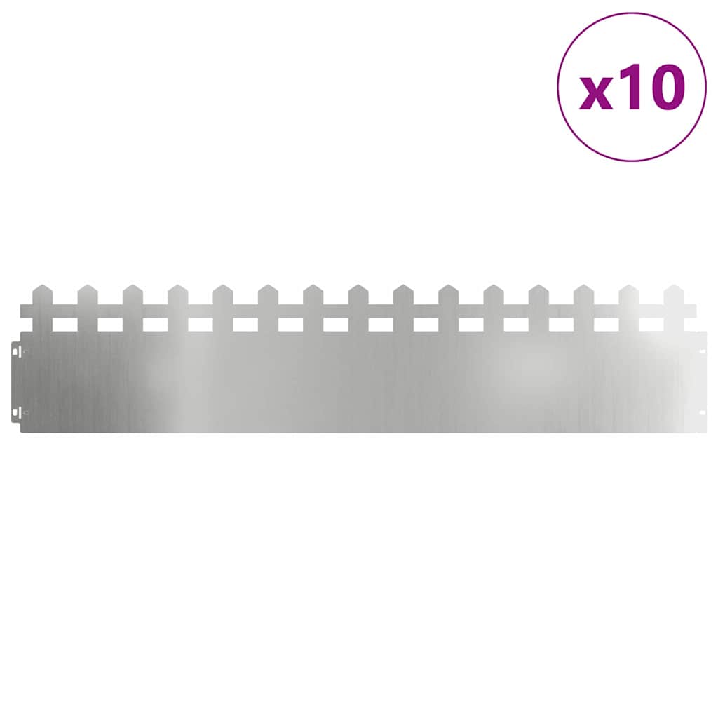 Bordi per prato Vidaxl 10 pz argento 103 x 0,05 x 22 cm