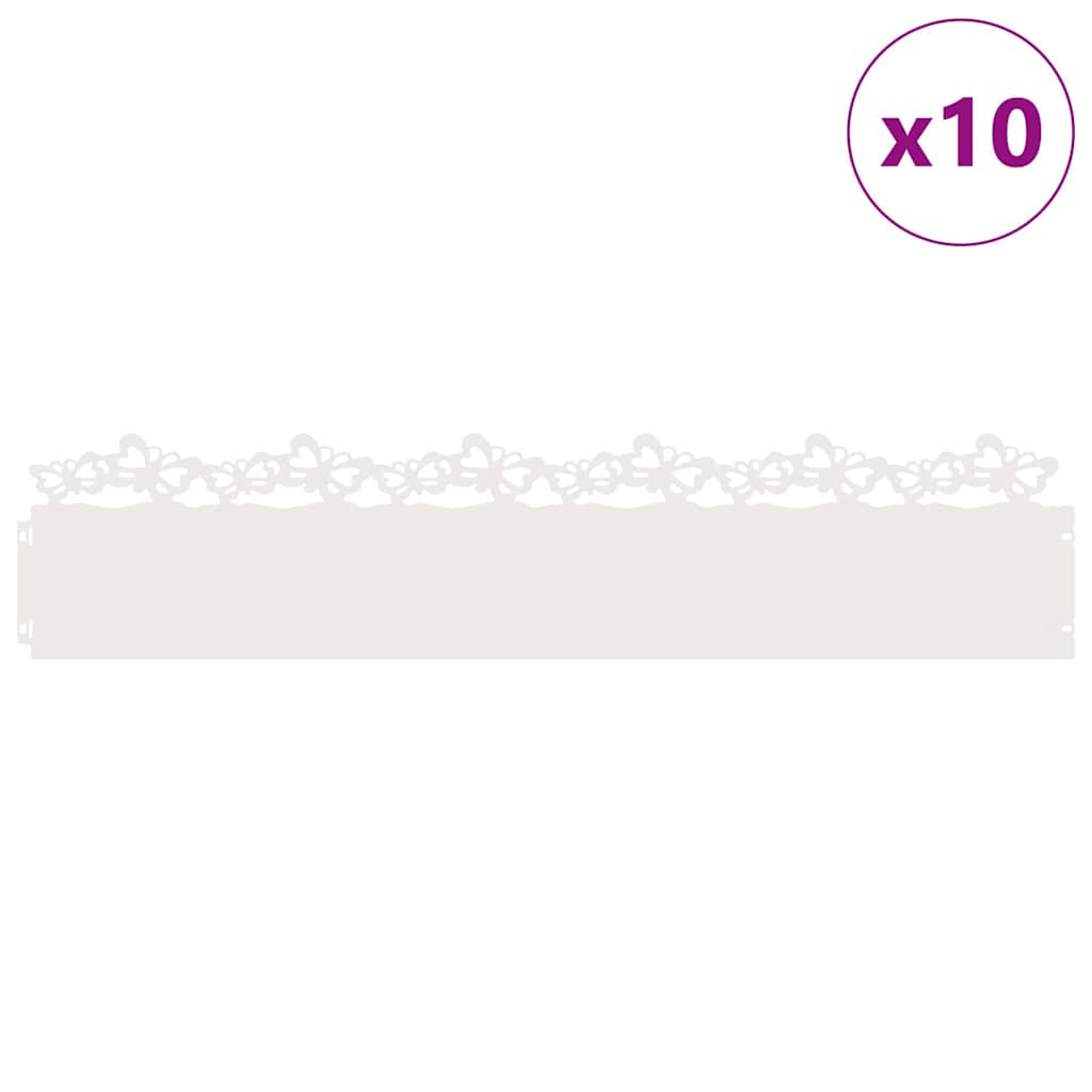 Vidaxl bordes de césped 10 piezas blanco 103 x 0,05 x 22 cm acero
