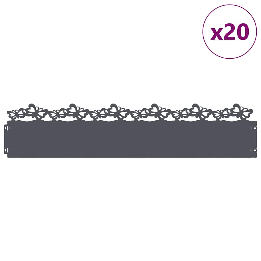 Bordi per prato Vidaxl 20 pz antracite 103 x 0,05 x 22 cm acciaio