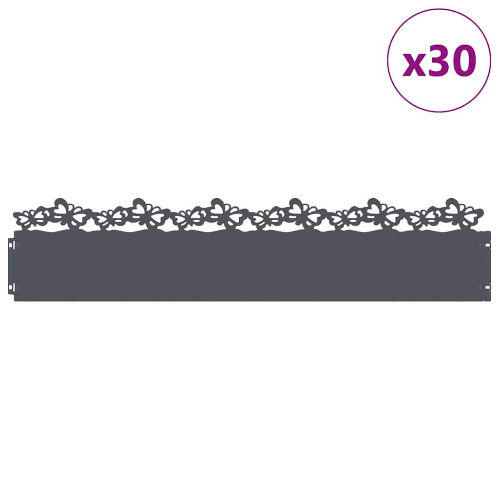 Bordi per prato Vidaxl 30 pz antracite 103 x 0,05 x 22 cm acciaio