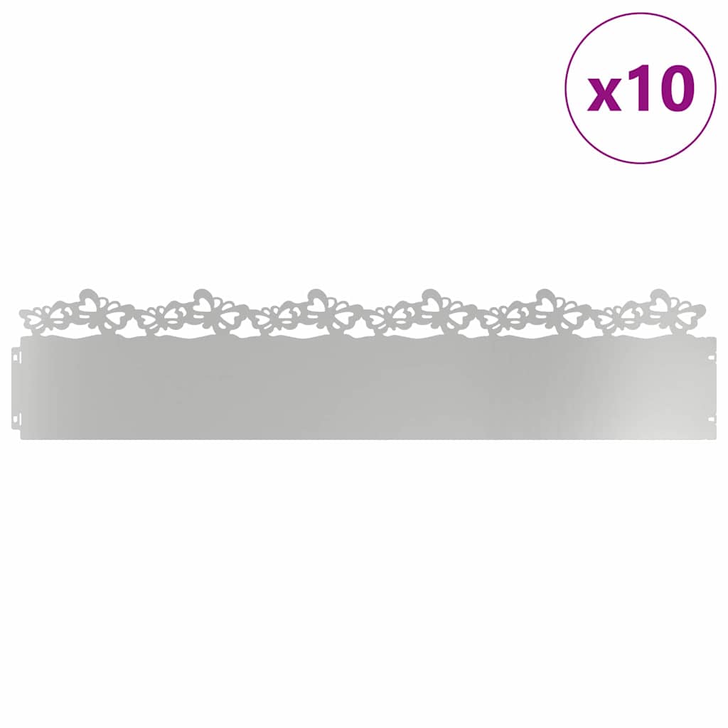 Bordi per prato Vidaxl 10 pz argento 103 x 0,05 x 22 cm