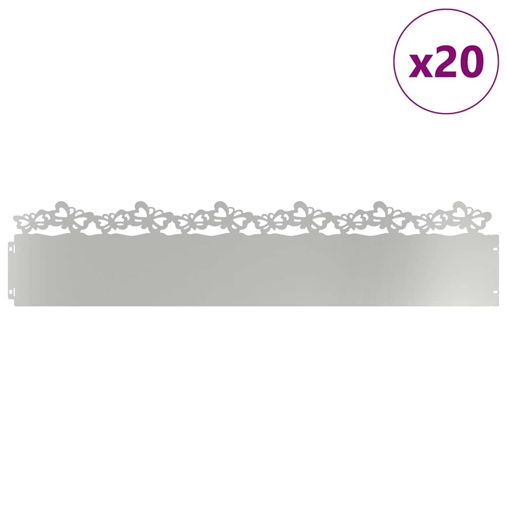 Bordi per prato Vidaxl 20 pz argento 103 x 0,05 x 22 cm