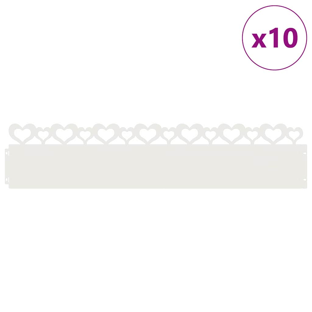 Vidaxl bordes de césped 10 piezas blanco 103 x 0,05 x 22 cm acero