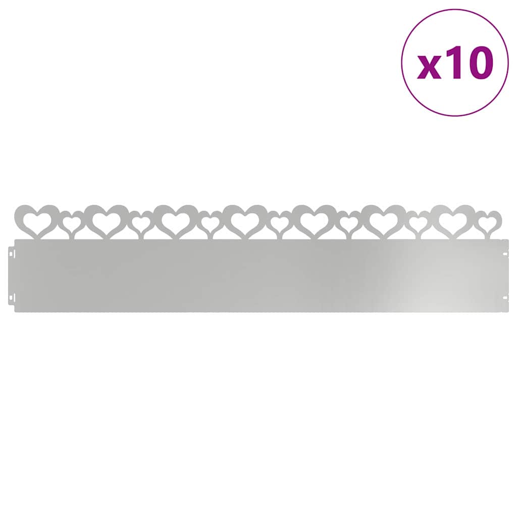 Bordi per prato Vidaxl 10 pz argento 103 x 0,05 x 22 cm