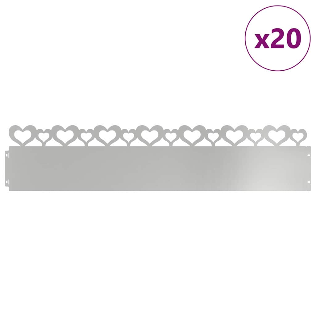 Bordi per prato Vidaxl 20 pz argento 103 x 0,05 x 22 cm