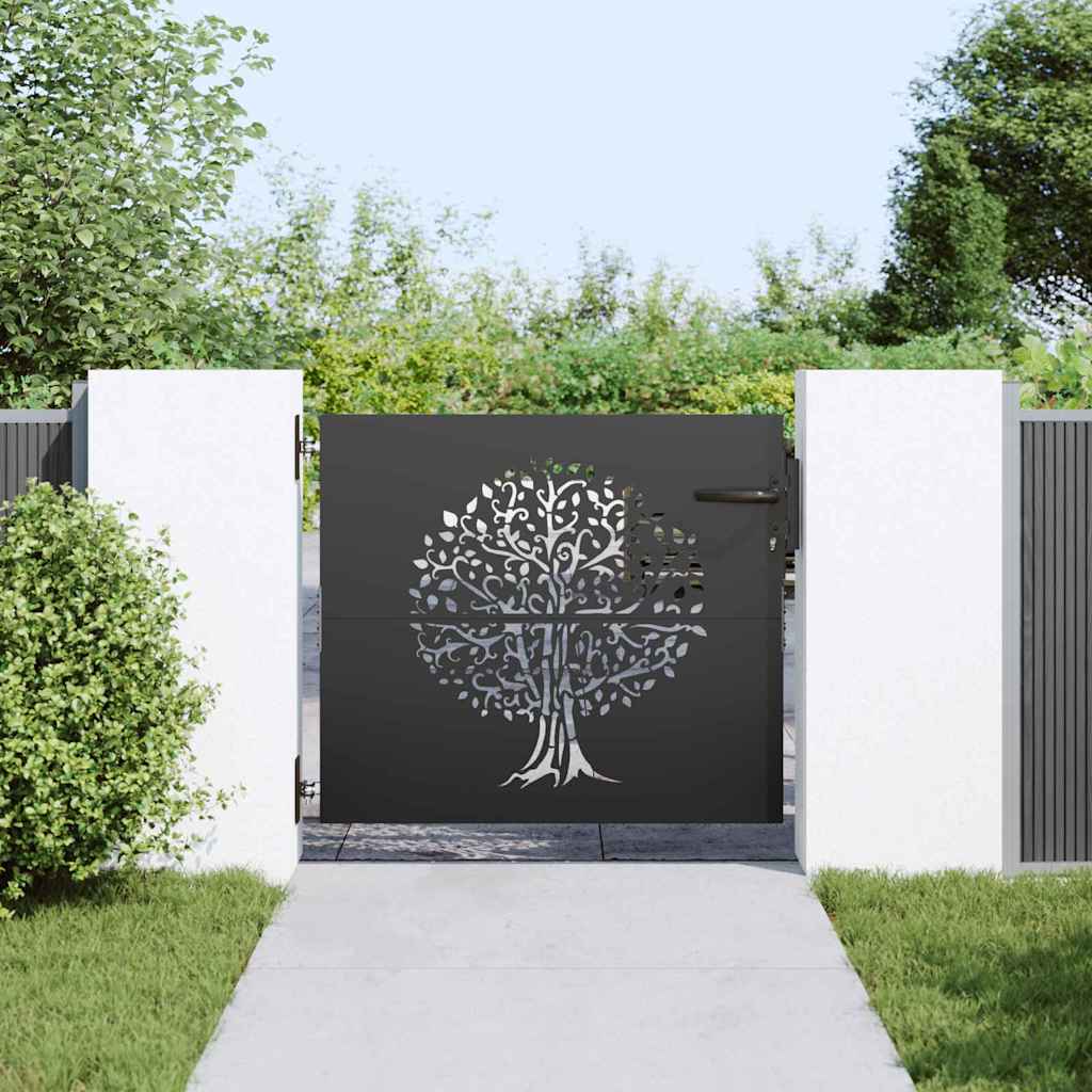 Cancello da giardino VidaXL con serratura nero 85 x 100 cm in acciaio verniciato a polvere
