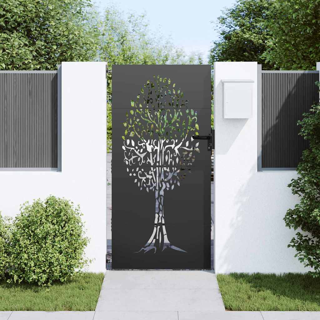 Cancello da giardino VidaXL con serratura nero 85 x 200 cm in acciaio verniciato a polvere