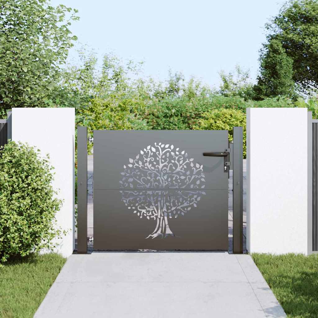 Cancello da giardino VidaXL con serratura nero 110 x 105 cm in acciaio verniciato a polvere