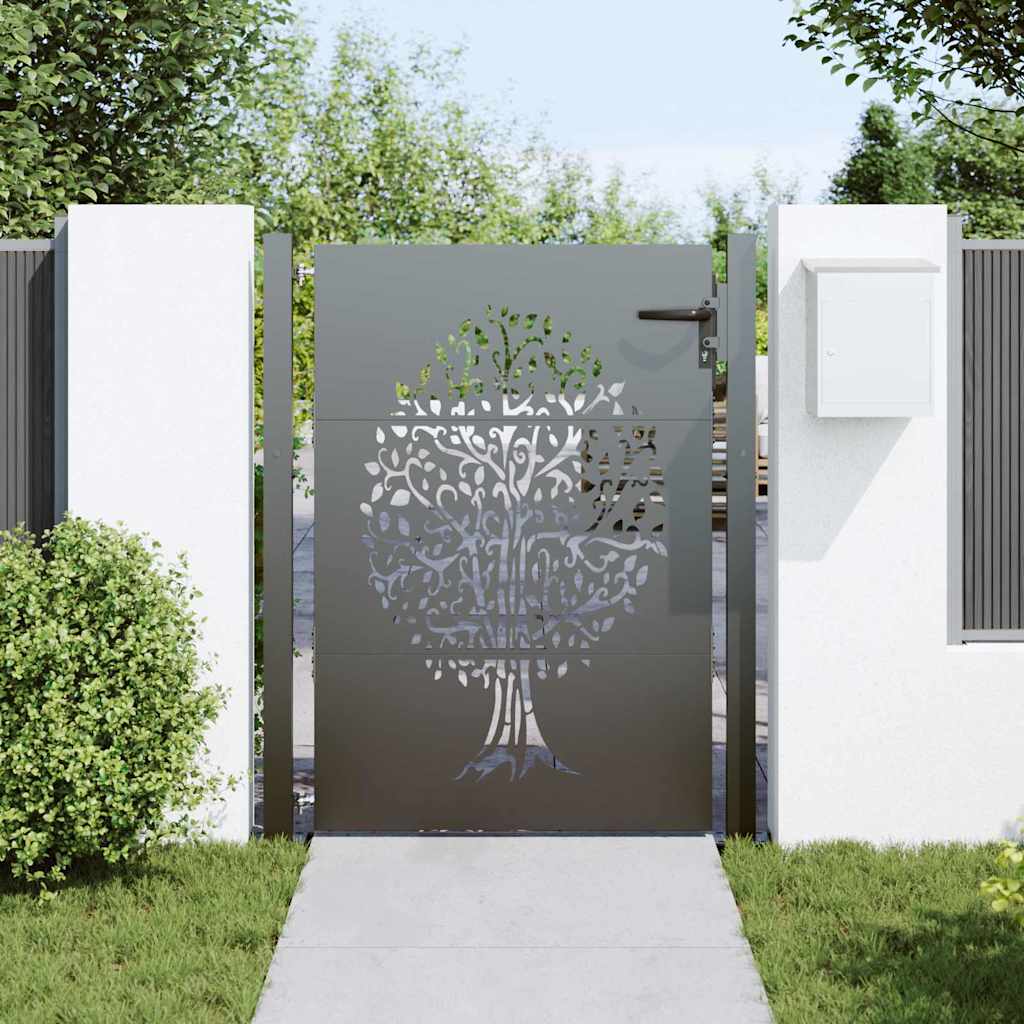 Cancello da giardino Vidaxxl con serratura nero 110 x 155 cm in acciaio verniciato a polvere