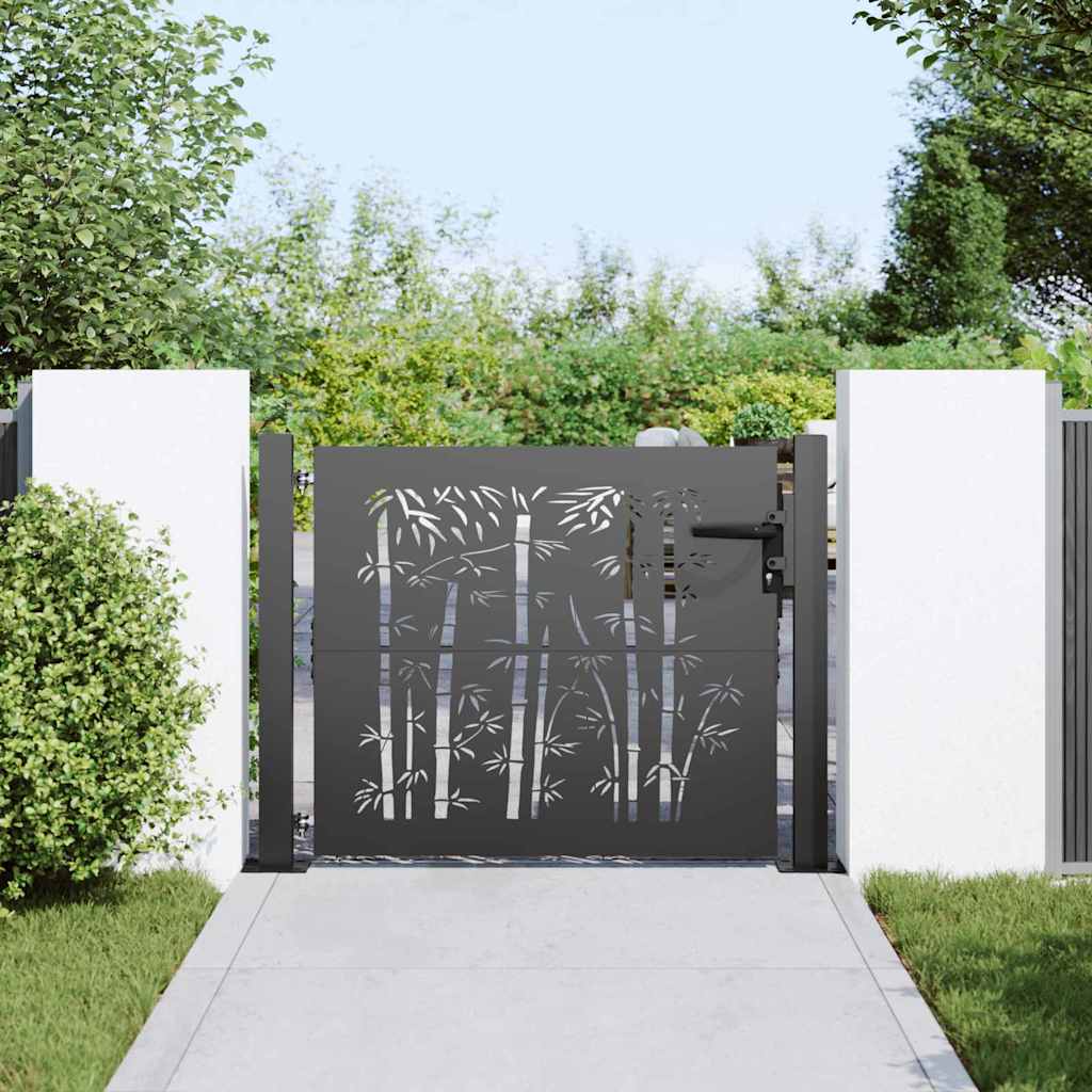 Cancello da giardino VidaXL con serratura nero 110 x 105 cm in acciaio verniciato a polvere