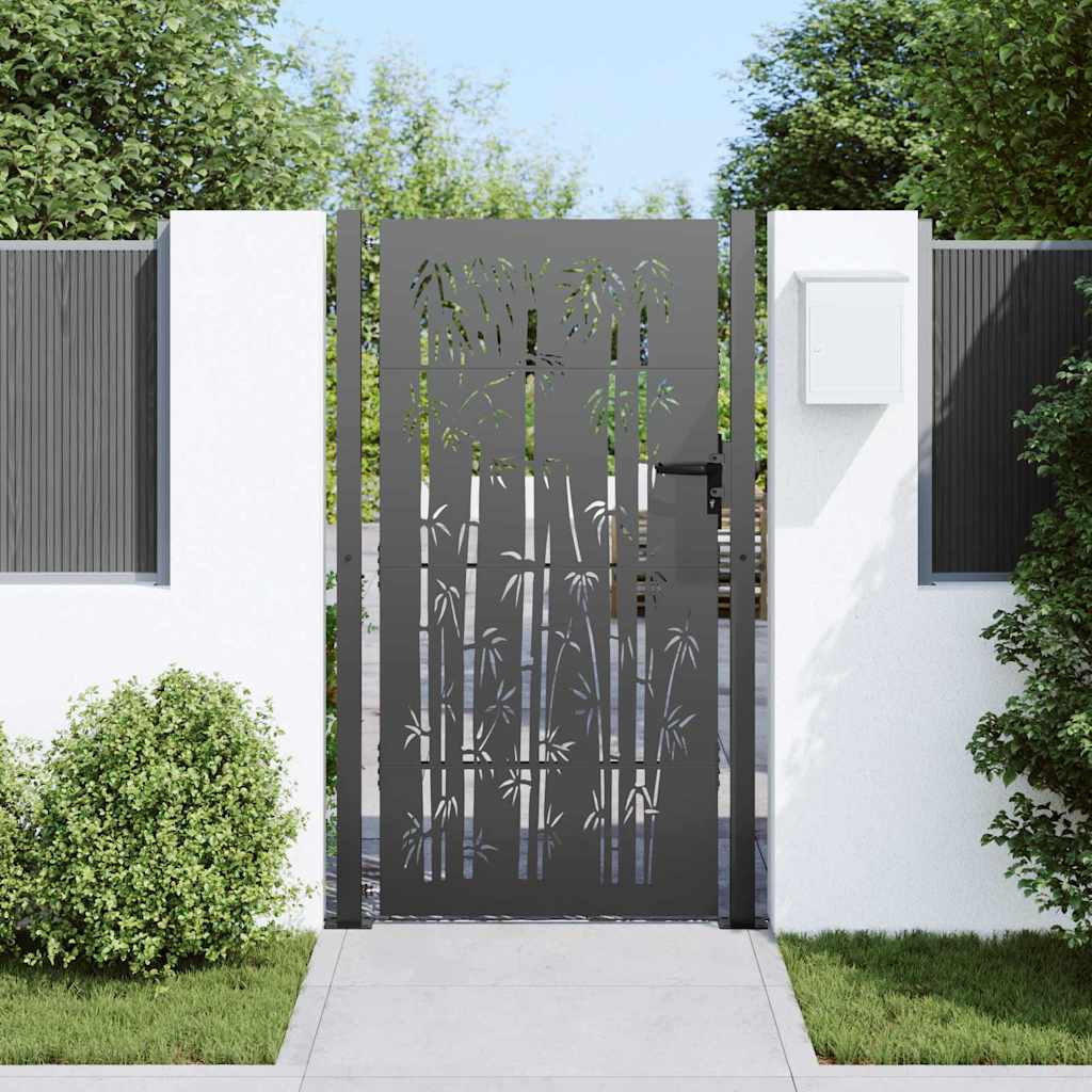 Cancello da giardino Vidaxxl con serratura nero 110 x 205 cm in acciaio verniciato a polvere
