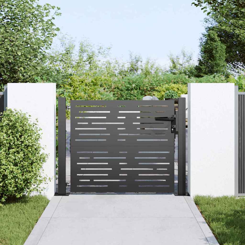 Cancello da giardino VidaXL con serratura nero 110 x 105 cm in acciaio verniciato a polvere