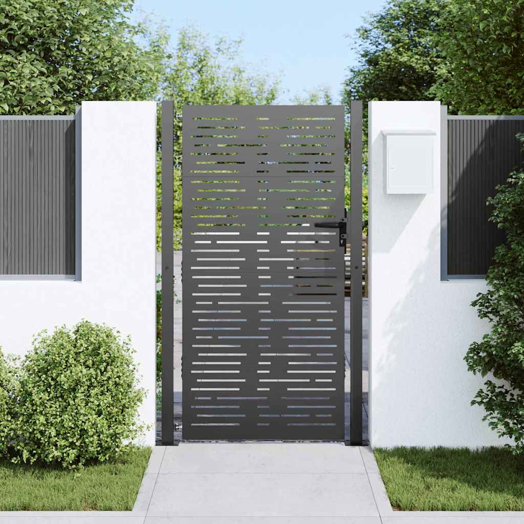 Vidaxxl puerta de jardín con cerradura negro 110 x 205 cm acero con recubrimiento en polvo