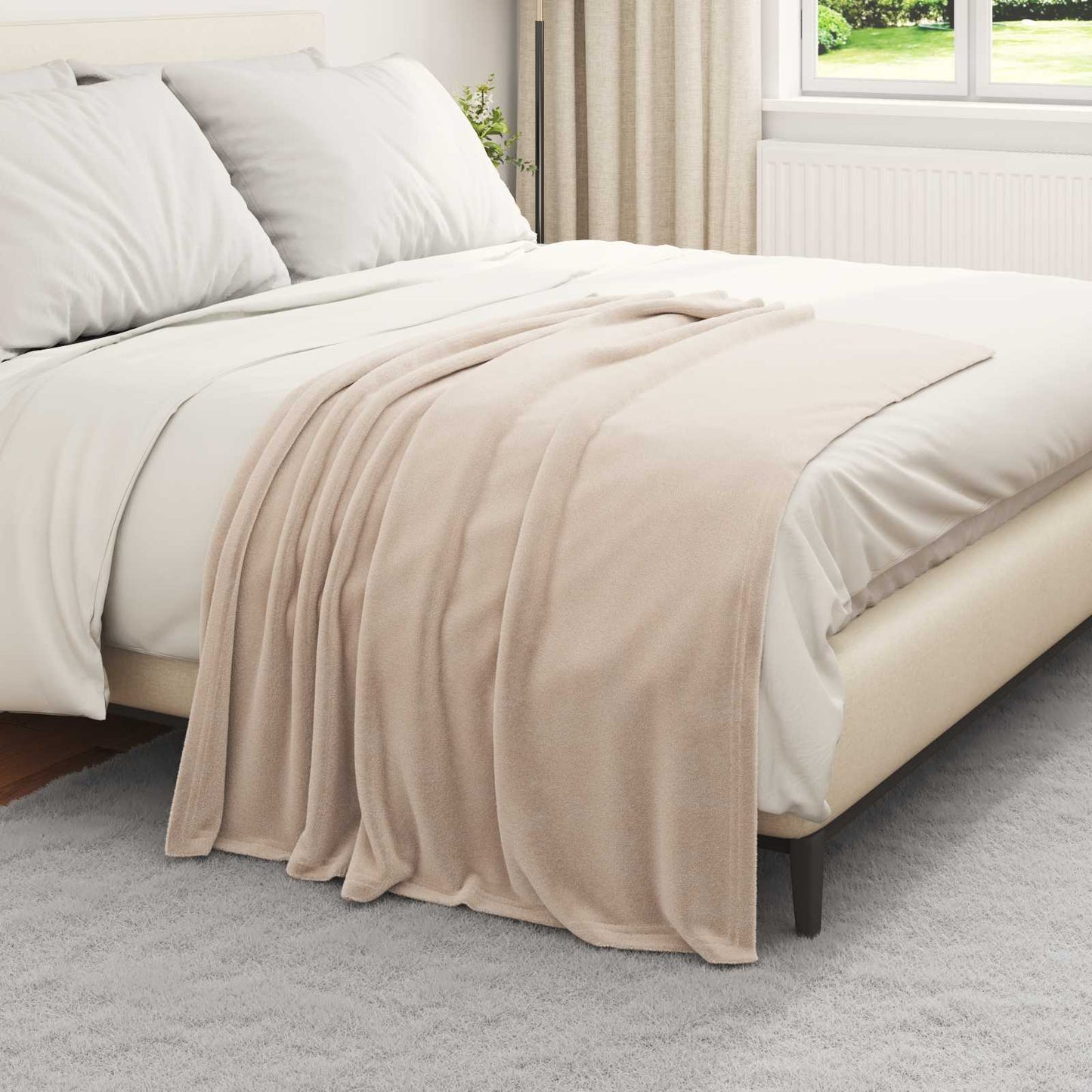 Vidaxl coperta in pile beige 130 x 150 cm