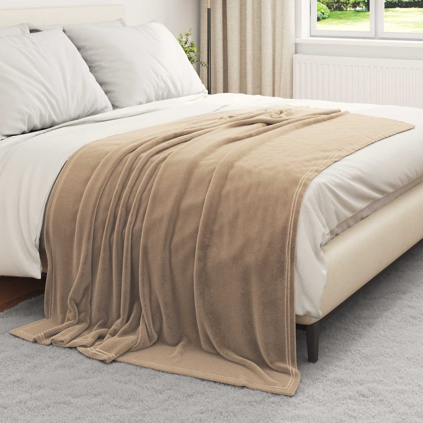 Vidaxl coperta in pile cammello 150 x 200 cm
