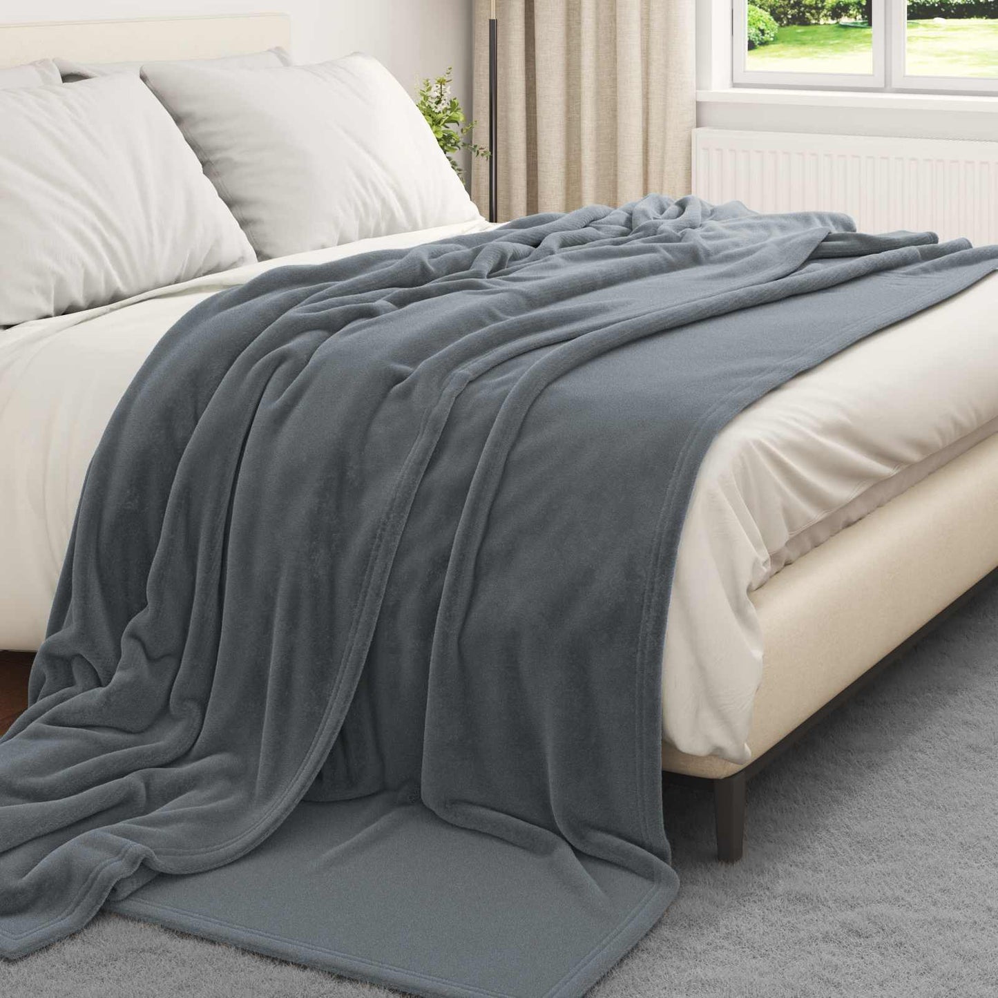 Vidaxl manta gris oscuro 240 x 270 cm polar