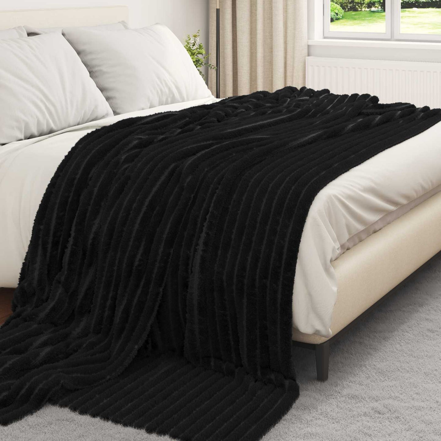 VidaXL alfombras 6 piezas negro 270 x 240 cm polar