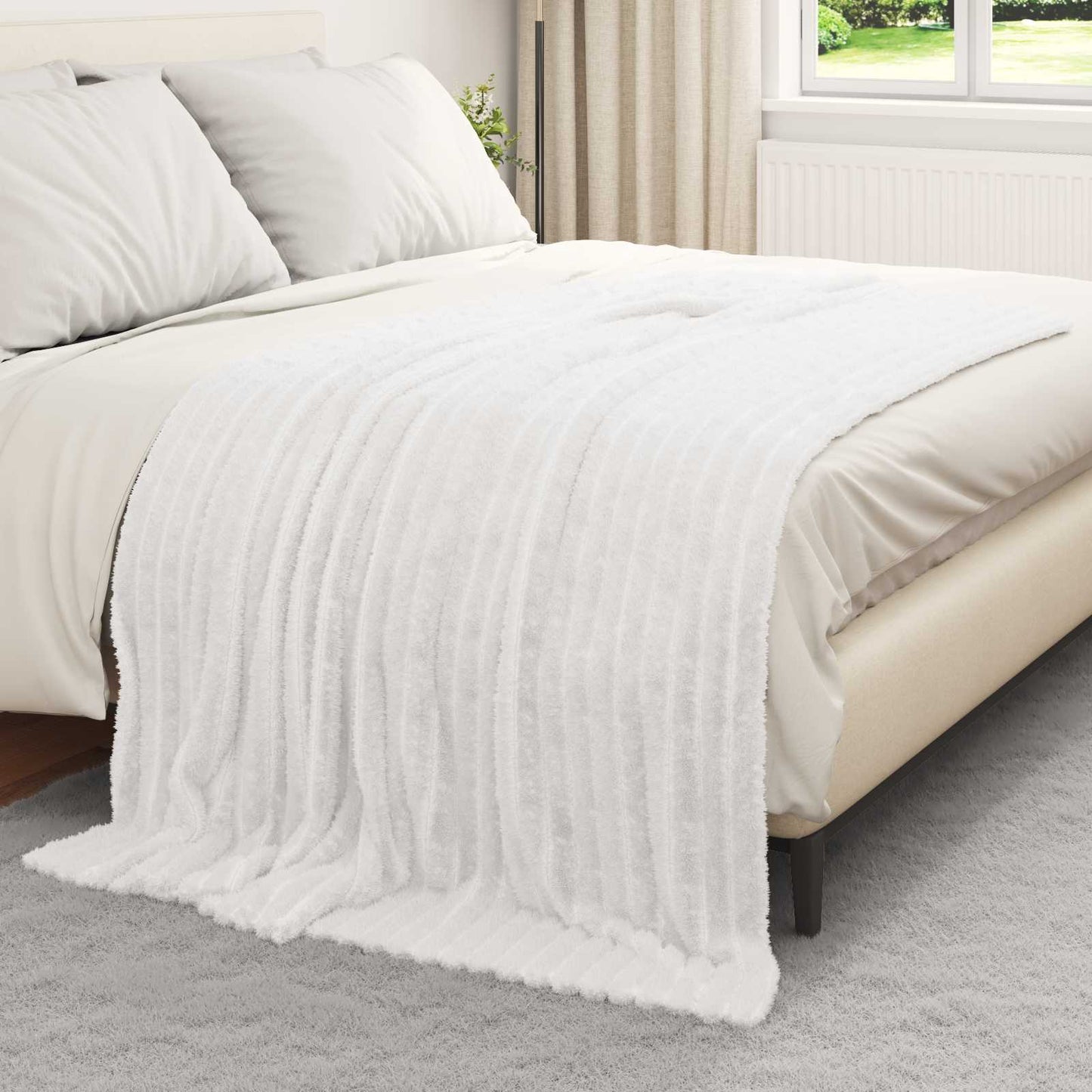 Tappeti VidaXL 6 pezzi in pile bianco 200 x 150 cm