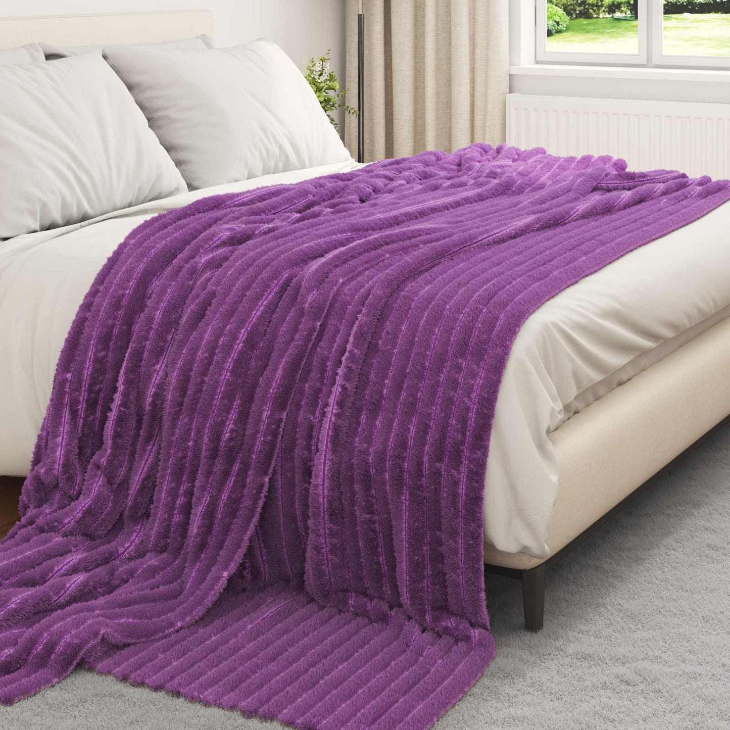 Tappeti Vidaxl 6 pezzi in pile viola 240 x 220 cm