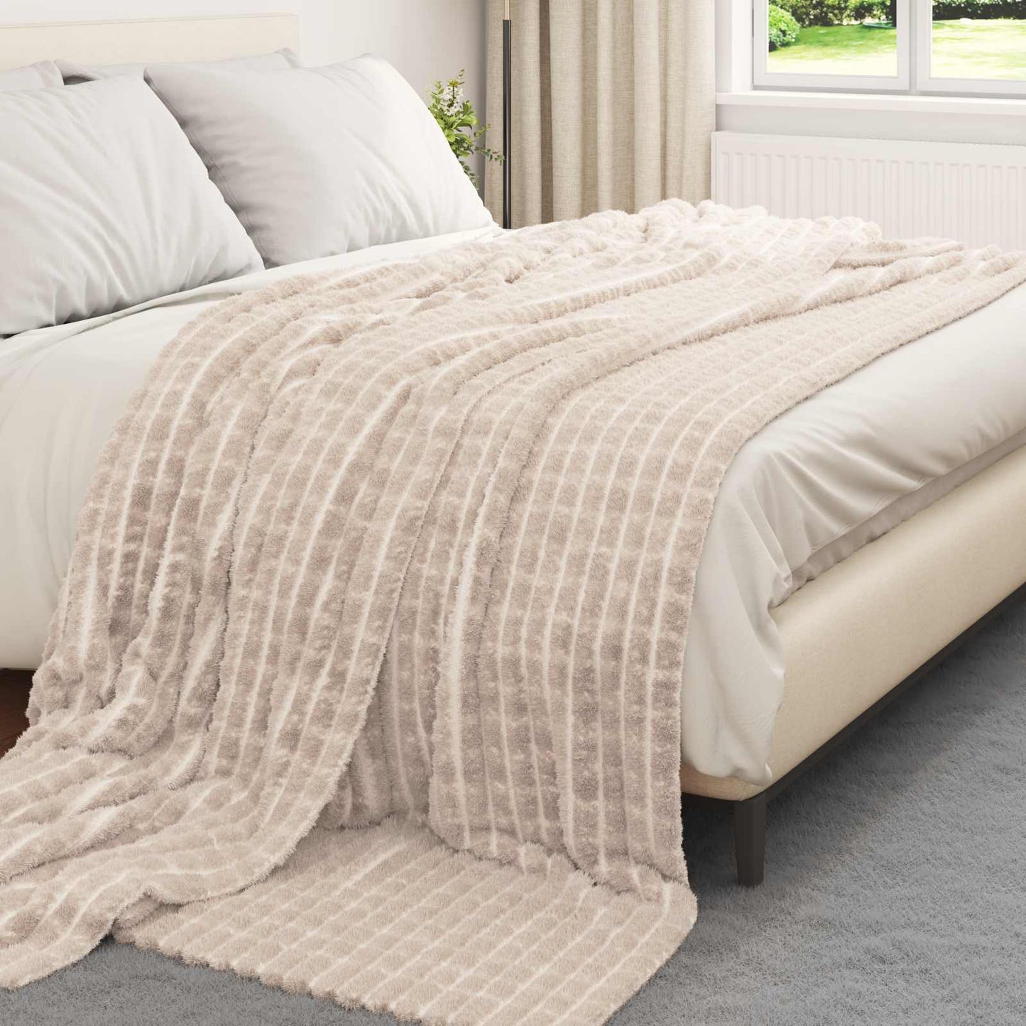 Tappeti VidaXL 6 pezzi in pile beige 240 x 220 cm