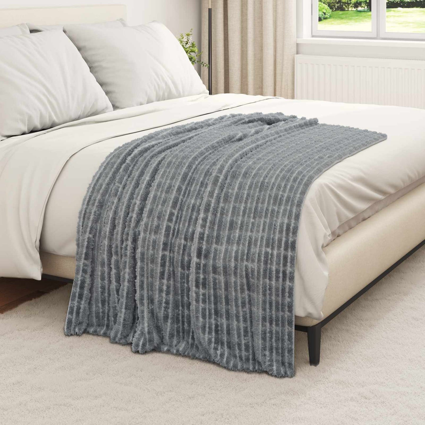 Alfombras vidaxl 6 piezas gris oscuro 150 x 130 cm polar