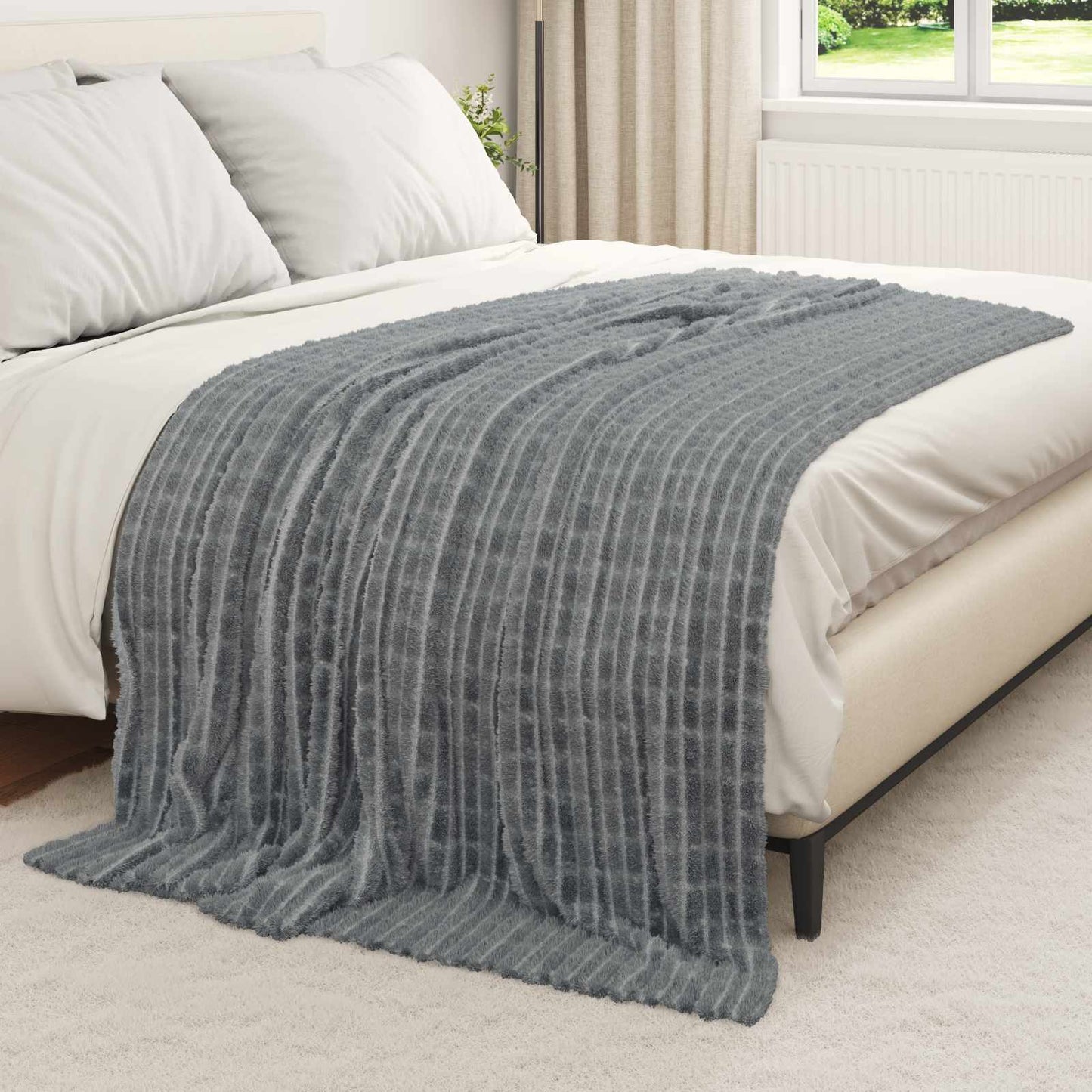 Alfombras vidaxl 6 piezas gris oscuro 200 x 150 cm polar