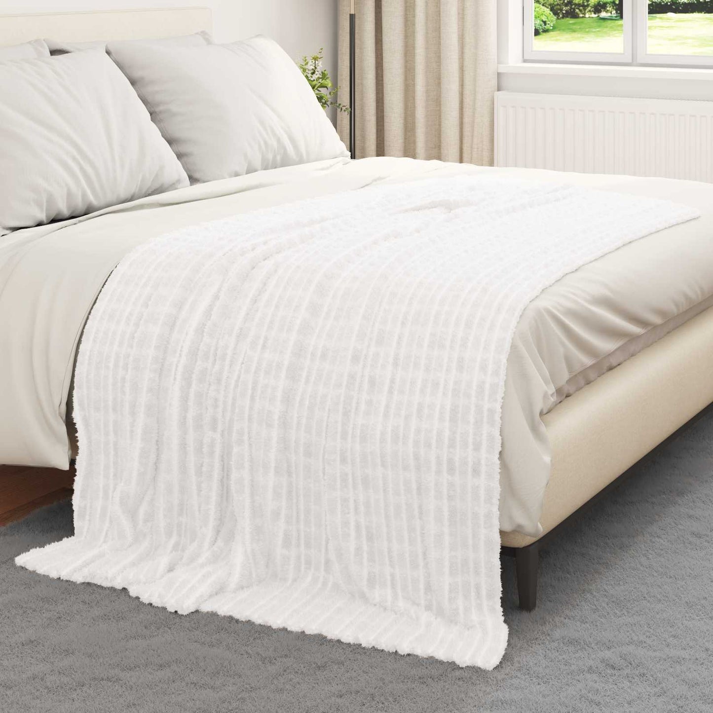Tappeti VidaXL 6 pezzi in pile bianco 200 x 150 cm