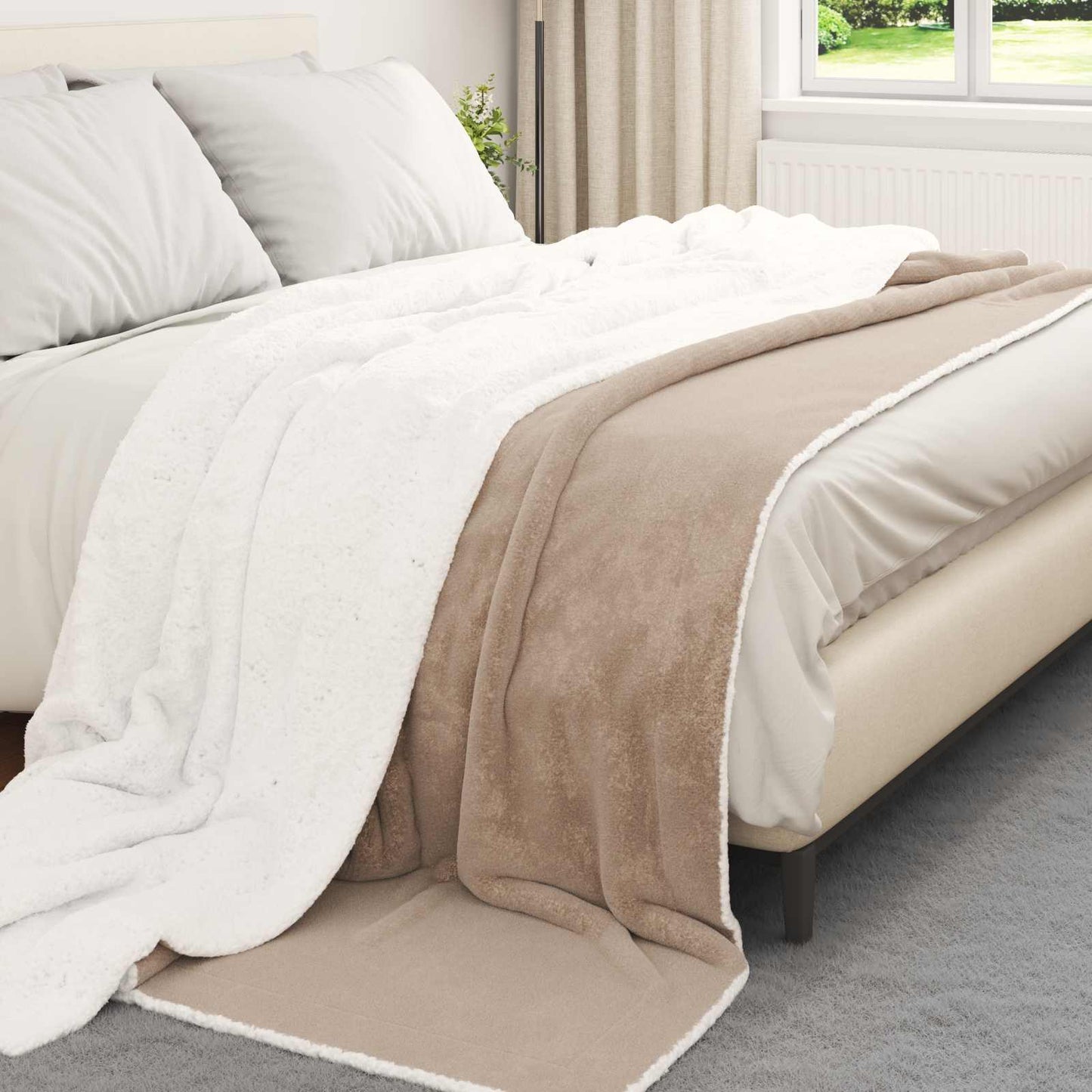 Vidaxl coperta in pile cammello 240 x 270 cm
