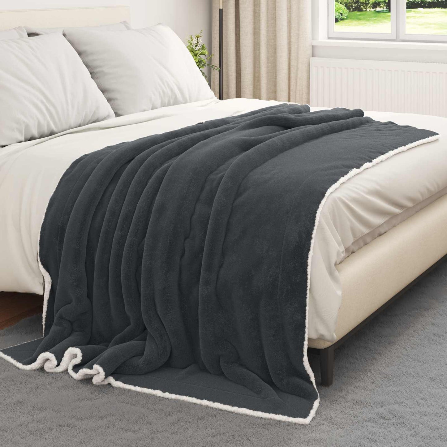 Coperta Vidaxl in pile grigio scuro 150 x 200 cm