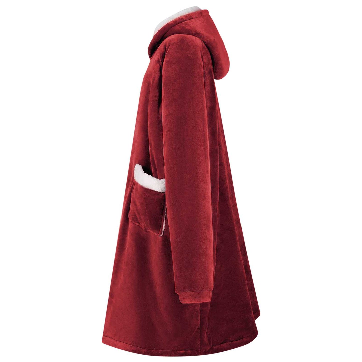 Coperta con cappuccio Vidaxx rosso bordeaux con pile e flanella