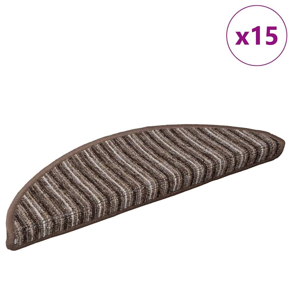 Vidaxx alfombras de escalera autoadhesivas 15 piezas marrón 56 x 17 x 3 cm
