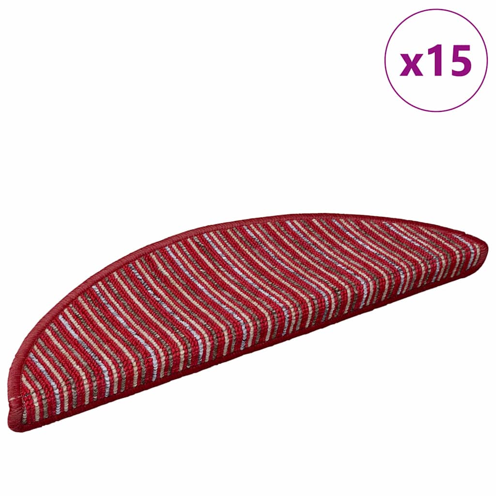 Tappetini per scale autoadesivi Vidaxx 15 pezzi rossi 56 x 17 x 3 cm