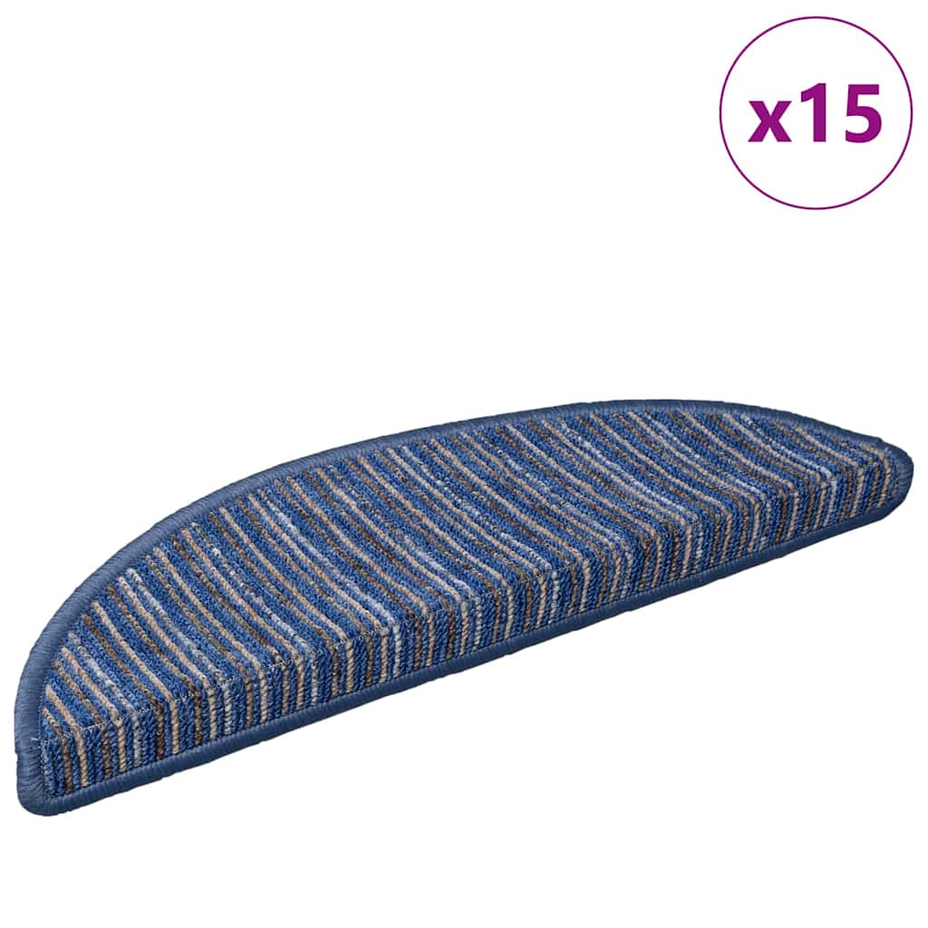 Vidaxx alfombras de escalera autoadhesivas 15 piezas azul 56 x 17 x 3 cm