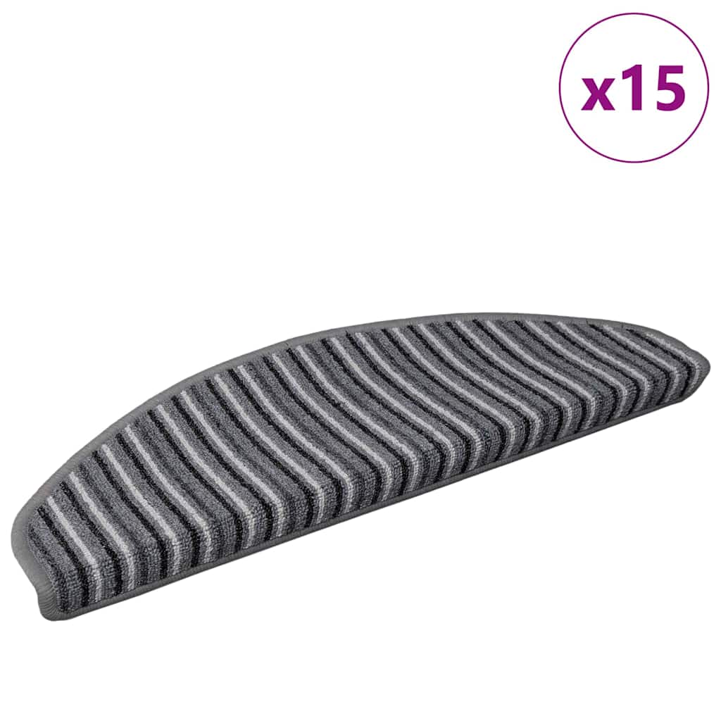 Tappetini per scale autoadesivi Vidaxx 15 pezzi grigi 65 x 21 x 4 cm