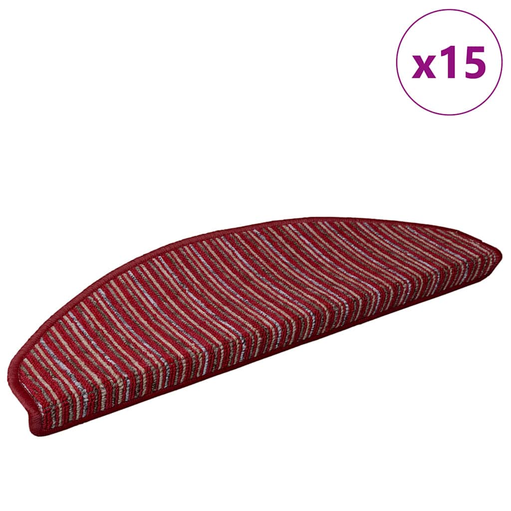 Vidaxx alfombras de escalera autoadhesivas 15 piezas rojo 65 x 21 x 4 cm