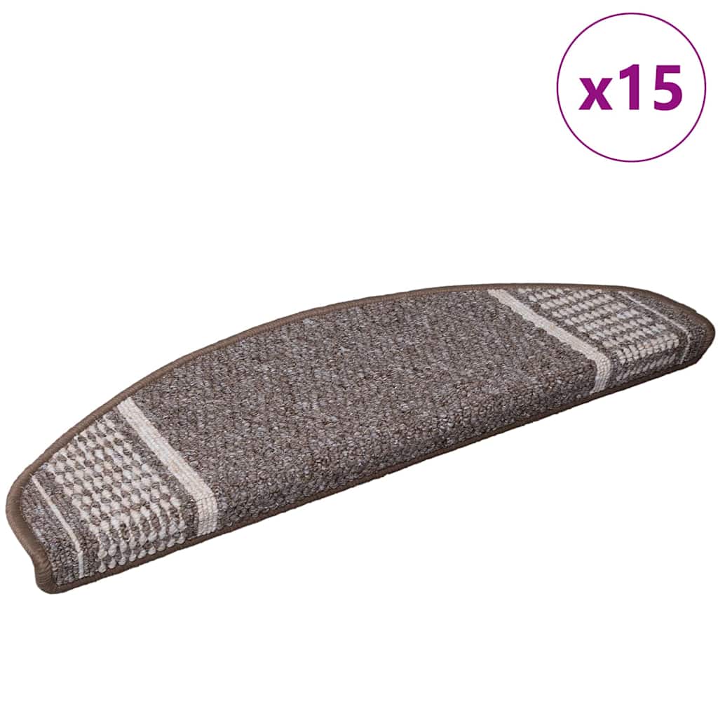 Vidaxx Tappetini per scale autoadesivi semicircolari 15 pezzi marrone 65 x 21 x 4 cm