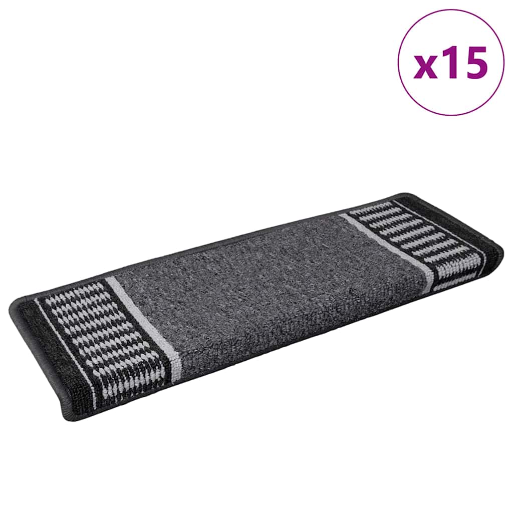 Tappetini per scale autoadesivi Vidaxx 15 pezzi antracite 65 x 21 x 4 cm